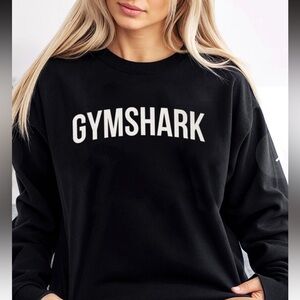 Gymshark Essential Logo Sweatshirt Crewneck Ladies Small long length Black